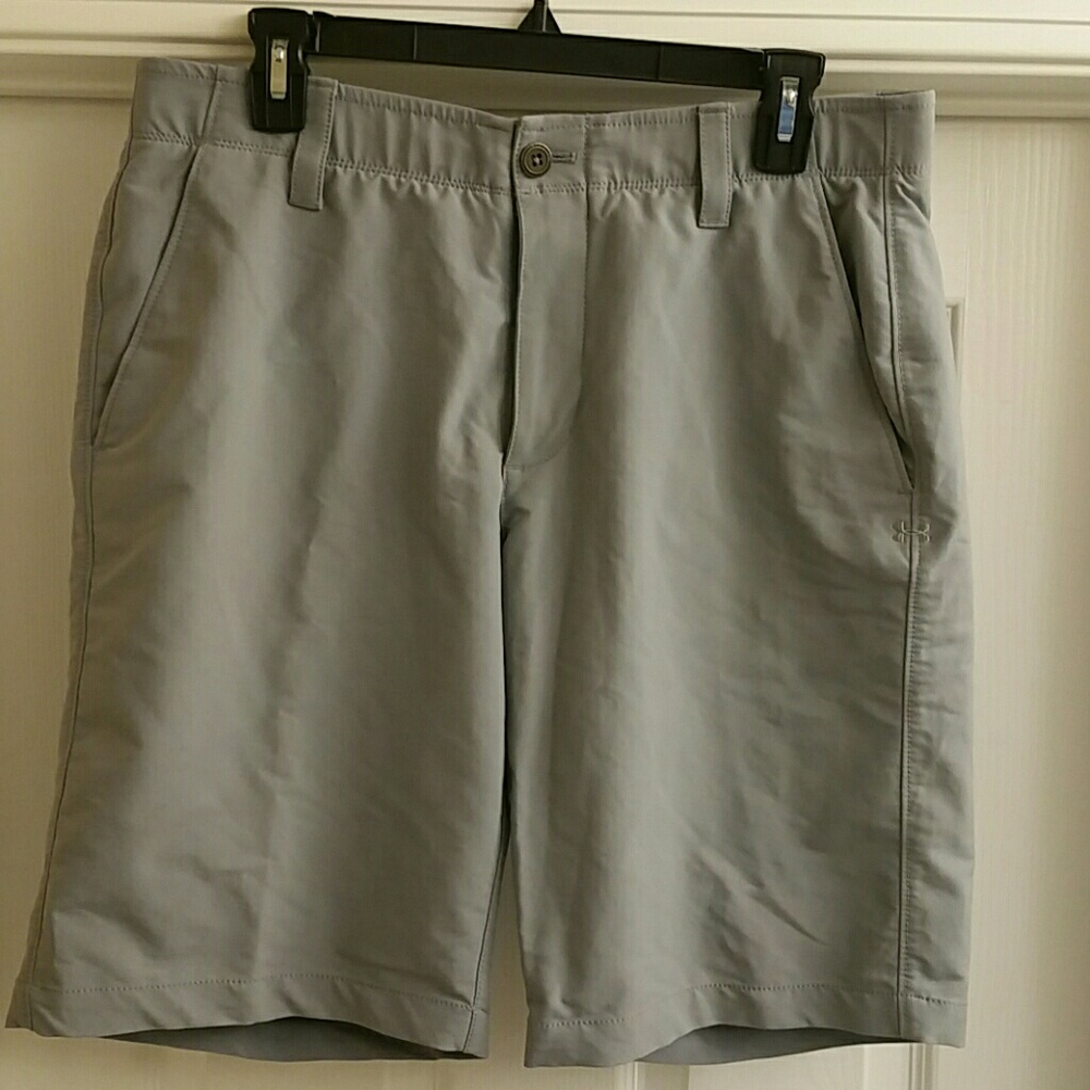 UNDER ARMOUR, SHORTS, WAIST 34, GREY